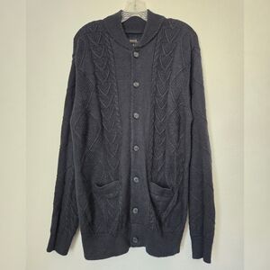 Roark Dark Grey Cable Knit Cardigan Sz L